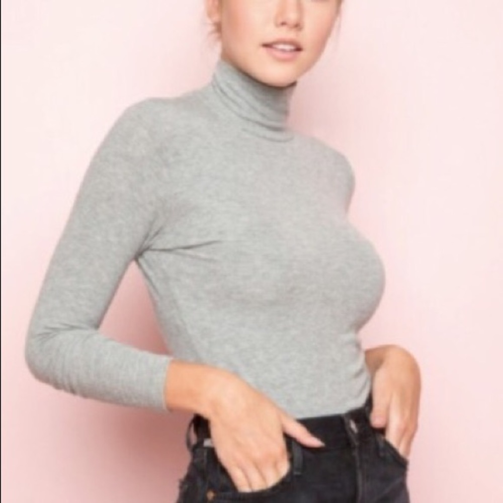 Brandy Melville grey cropped turtle neck sweater